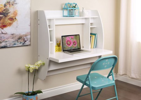 Prepac Tall Wall Hanging Desk in White Just $53.15 + FREE Pickup!