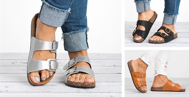 Double Buckle Sandals at Jane – 5 Colors – Just $14.99!