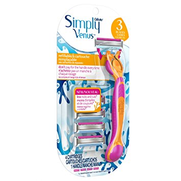 Gillette Simply Venus Refillable 3 Blade Razor with 4 Cartridges Refills—$5.49! (Add-On)