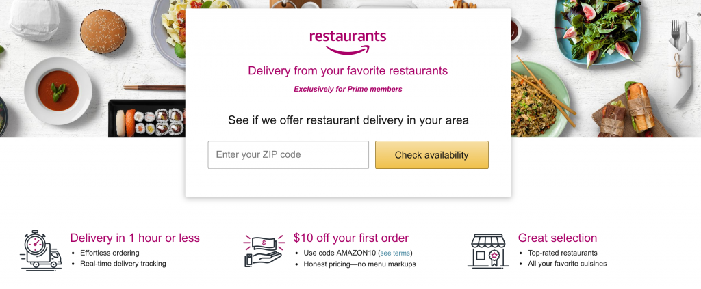 $10 Off Your First Order From Amazon Restaurants!