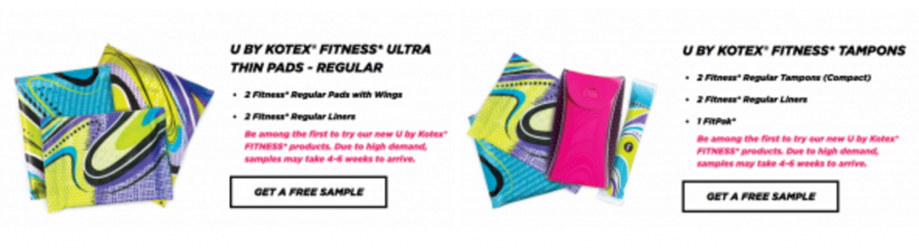 FREE Sample of U By Kotex Fitness Pads Or Tampons!