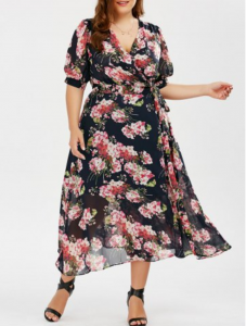 Plus Size Maxi Floral Wrap Dress Just $15.11 Shipped!