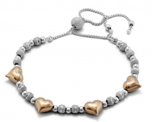 Two Toned Heart Shimmer Bolo Bead Sterling Silver Bracelet Just $21.00! (Reg. $129.00)