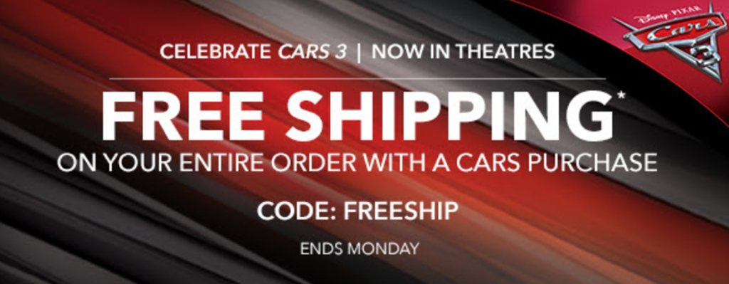 FREE Shipping With Any Cars Purchase At The Disney Store!