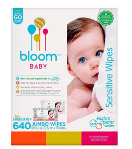 PRICE DROP! bloom BABY Sensitive Skin Unscented Hypoallergenic Baby Wipes 640-Count Just $17.47!
