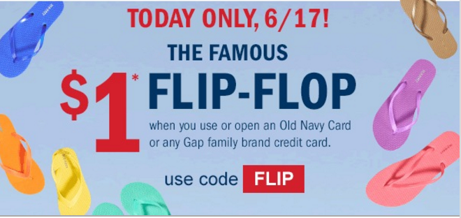 Old Navy Cardholders Get $1.00 Flip Flops In-Store & Online Today Only!