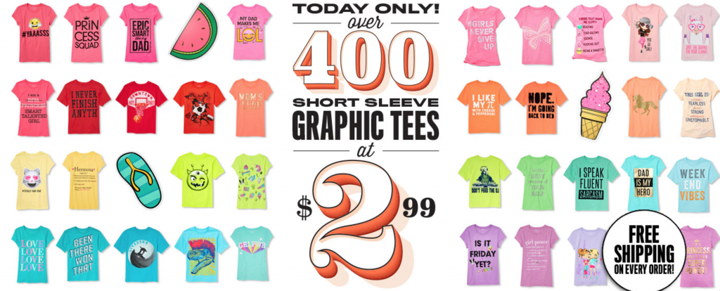 The Children’s Place: Graphic Tee’s Just $2.99 Plus FREE Shipping Today Only!