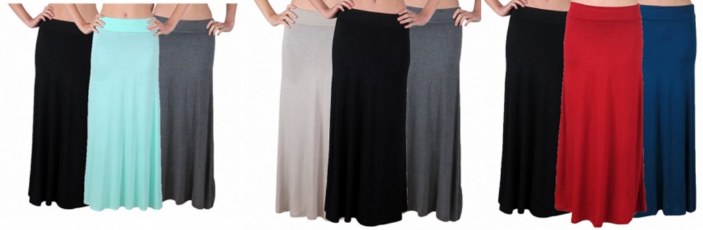 Women’s 3-Pack Foldover High Waisted Maxi Skirts As Low As $34.95!