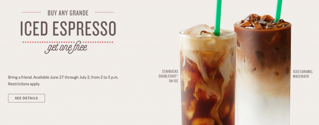 Buy Any Grande Iced Espresso At Starbucks & Get One FREE!