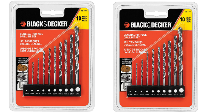 Home Depot: Black & Decker 10 Pack High Speed Steel Twist Drill Bit Set Only $3.98!