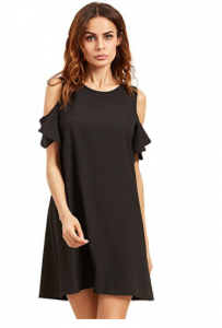 Summer Cold Shoulder Ruffle Sleeves Shift Dress as low as $13.99!