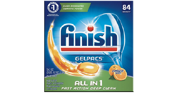 Finish All In 1 Gelpacs, Orange 84 Tabs, Dishwasher Detergent Tablets Only $9.79 Shipped!