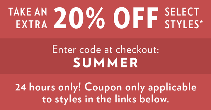 6pm: Save 20% Off Select Styles! TODAY ONLY!!