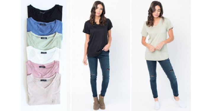 The Perfect “Mom Tee” – Cotton Pocket Tees Only $9.99!