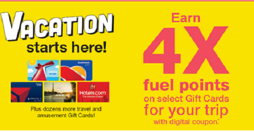 Earn 4 Times the Fuel Rewards When You Buy Select Gift Cards at Any Kroger Owned Stores!