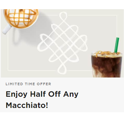 Starbucks: Enjoy 50% Off Any Macchiato! (Text Offer)