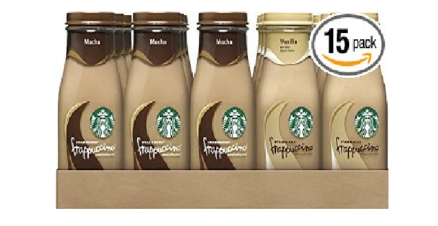 Starbucks Frappuccino, Mocha and Vanilla Flavors 9.5oz Glass Bottles 15 Count Only $1.53 Each Shipped!
