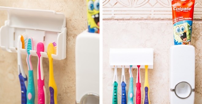 Automatic Toothpaste Dispenser with 5 Toothbrush Holder Only $6.99!!