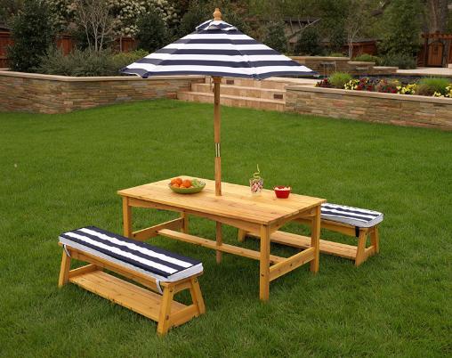KidKraft Outdoor table and Chair Set with Cushions and Navy Stripes – Only $105.74 Shipped!