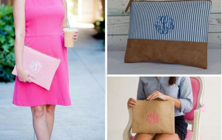 Large Monogrammed Zip Pouches – Only $14.99!