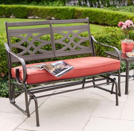 Hampton Bay Middletown Patio Glider with Chili Cushions – Only $139.50!