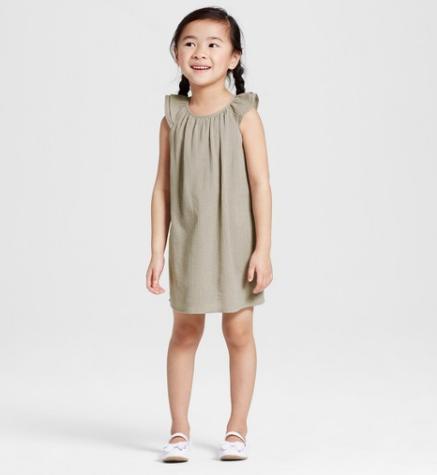 Toddler Girls’ Sage Green Cap Sleeve Glitter Dot Peasant Dress – Only $6!