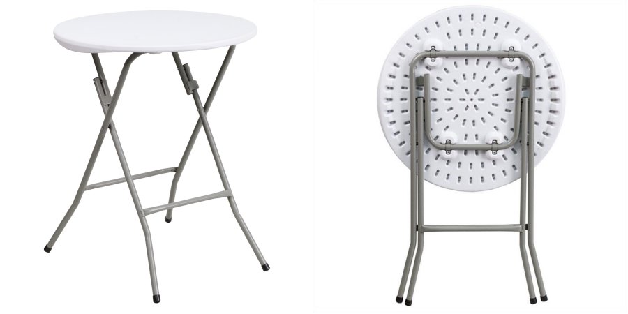 Flash Furniture 24” Round Granite White Plastic Folding Table—$13.36 + Free Pickup!