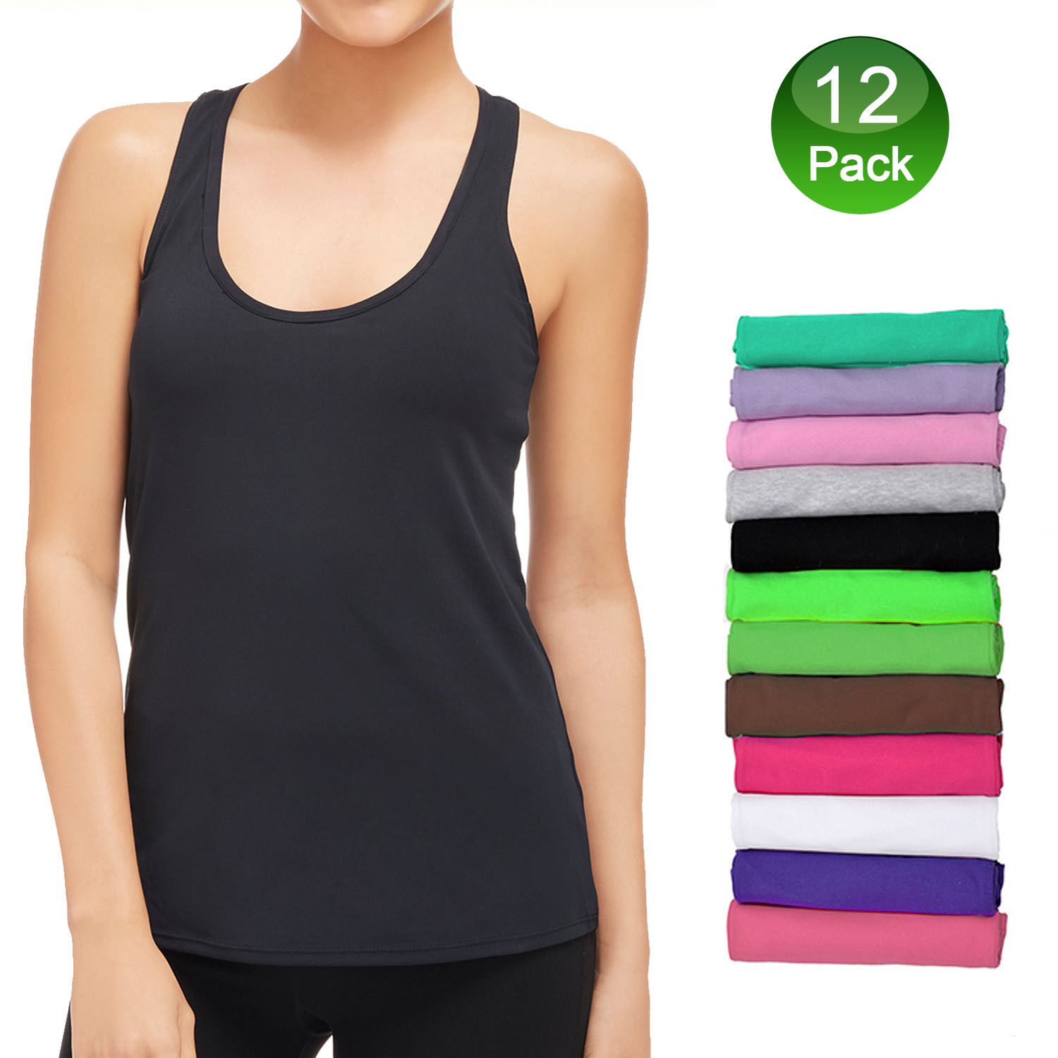12-Pack Women’s Sport Ribbed Racerback Tank Tops Only $25.99!
