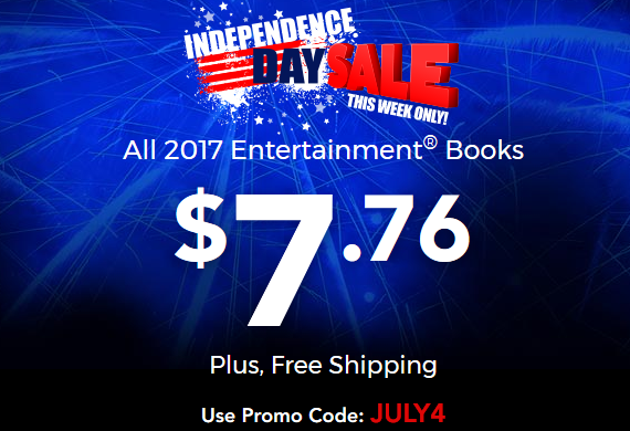 July 4th Sale! All Entertainment Books $7.76 + Free Shipping! Think Vacation Destinations!