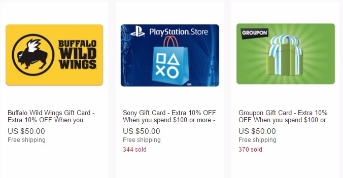 Extra 10% Off eBay Gift Card Order of $100 or More!