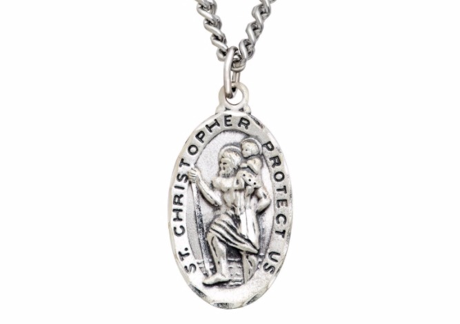 Sterling Silver and Stainless Steel St Christopher Medallion Necklace Only $16.99 Shipped!