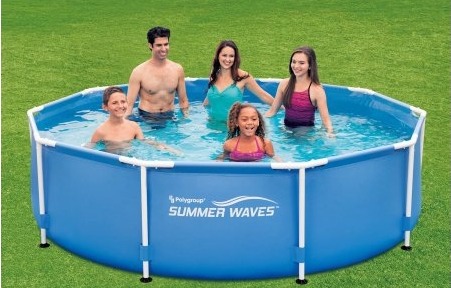Summer Waves 10′ x 30″ Round Metal Frame Above Ground Swimming Pool—$59.00!
