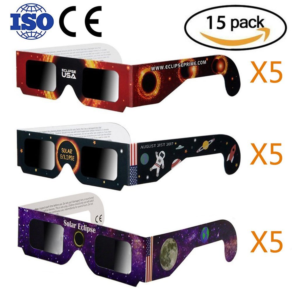 Certified Safe Solar Eclipse Glasses – 15pk Assorted Eye Protection – Just $16.99!