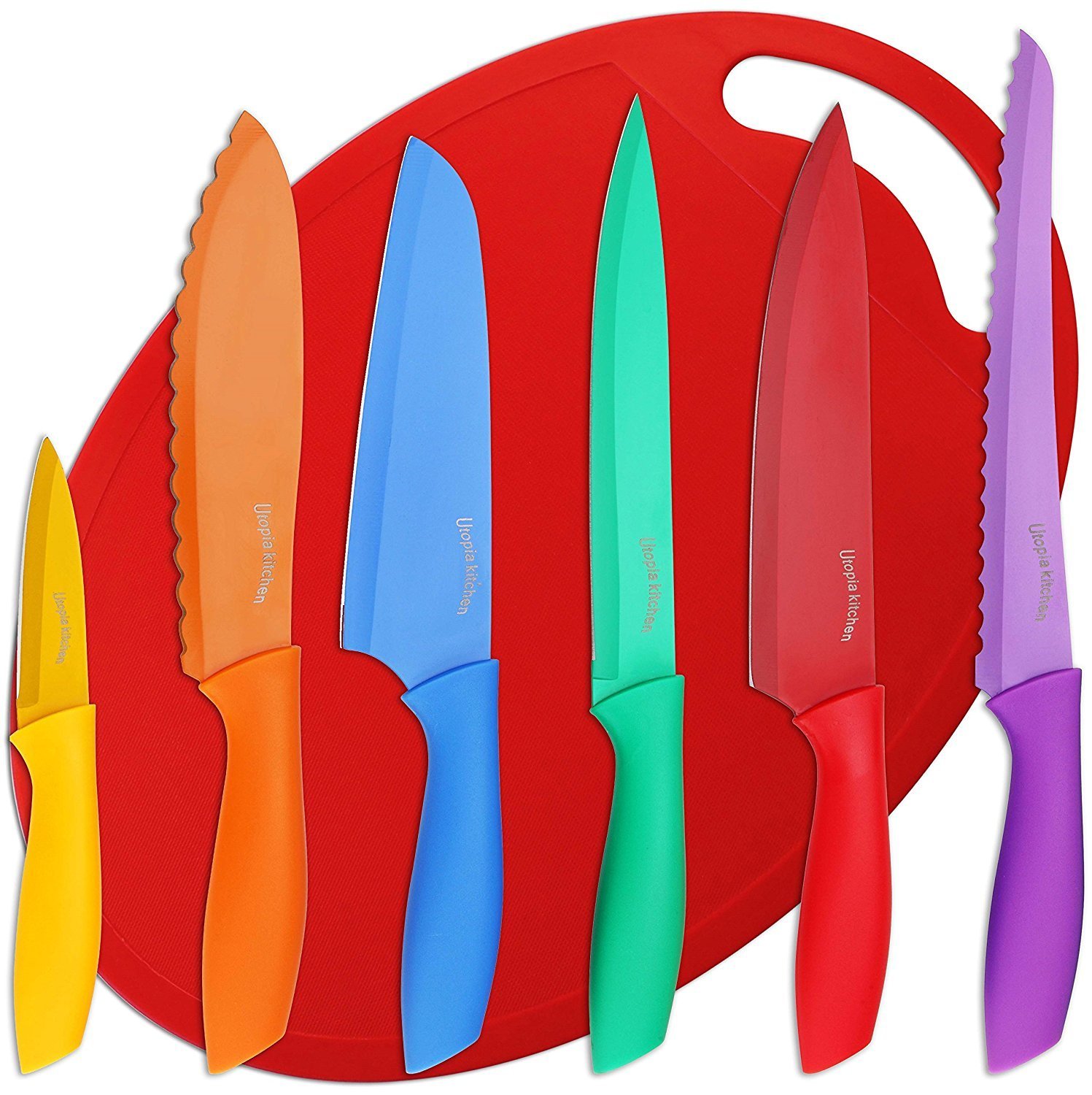 Utopia Kitchen 7 Piece Color-Coded Non-Stick Knife Set – Just $9.99!
