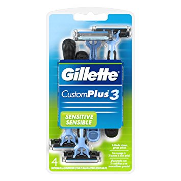 Gillette CustomPlus 3 Disposable Razor 4 Count (Sensitive) Only $2.22 Shipped!