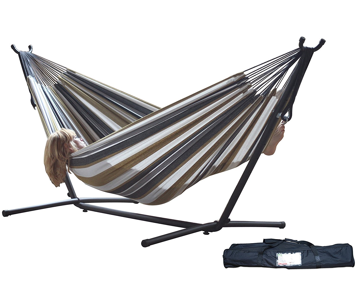Prime Day Deal – Vivere Double Hammock with Space Saving Steel Stand – Just $79.98!