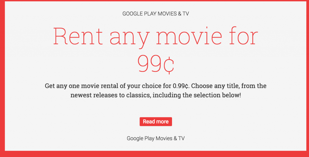 Rent Any Movie For Just $0.99 On Google Play!
