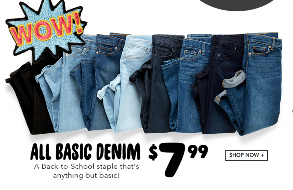 $7.99 Denim & $3.99 Graphic Tee’s Plus FREE Shipping At The Children’s Place! $7.99 Denim & $3.99 Graphic Tee’s Plus FREE Shipping At The Children’s Place!
