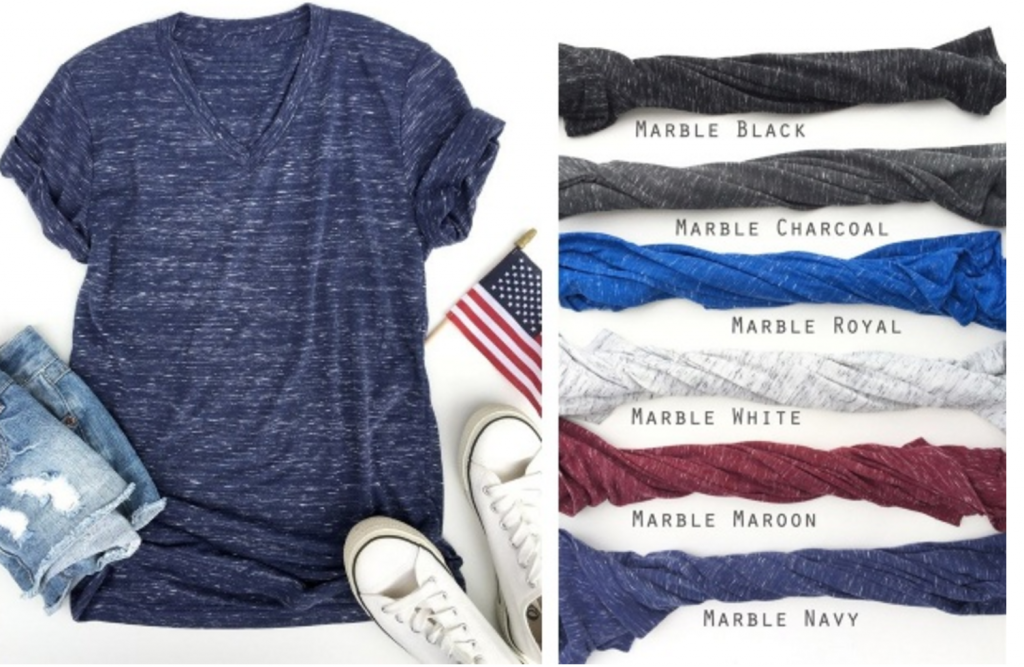 Marbled Flowy V-neck Tees – 6 Colors Just $9.99!