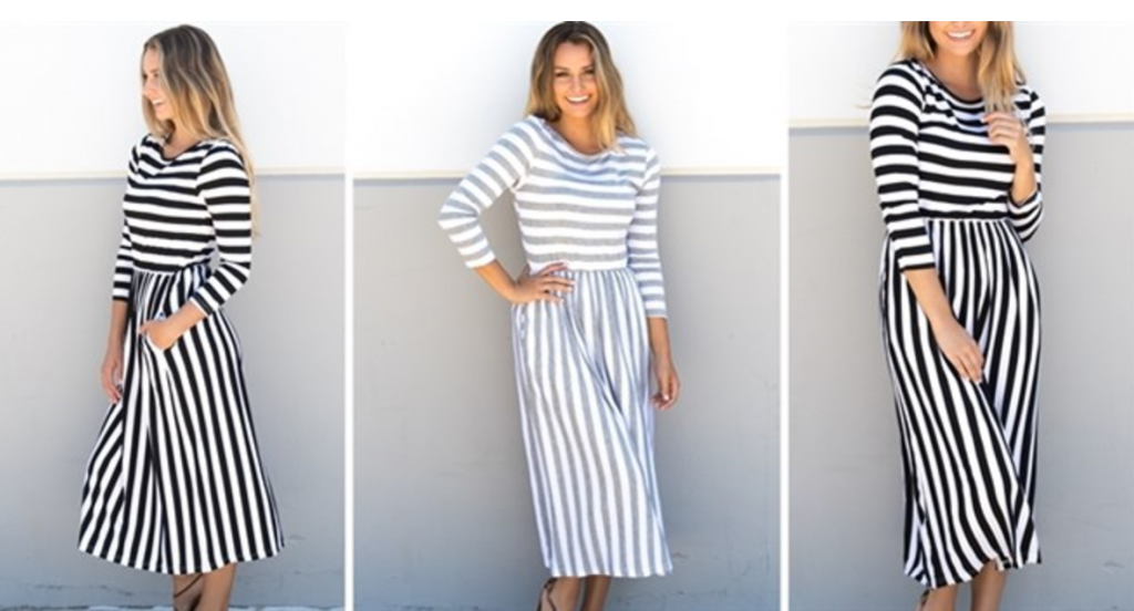 Stripe Midi Dress Just $18.99! (Reg. $36.99)