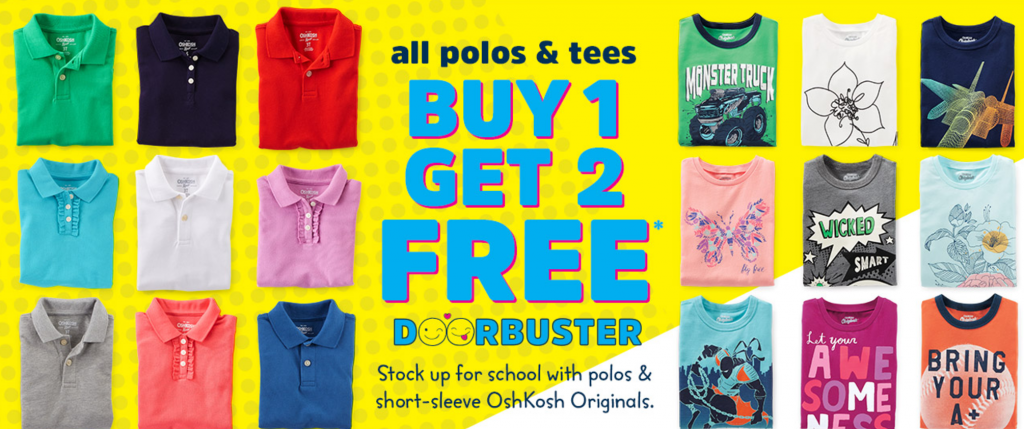 OshKosh: All Polos & Tee’s Buy 1 Get 2 FREE!