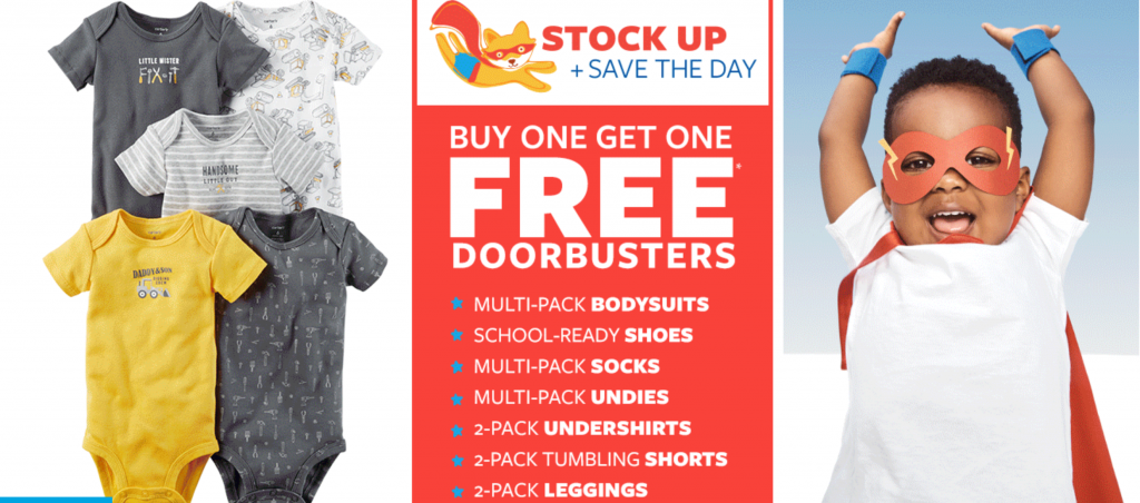 Carters: Buy One Get One FREE 5-Pack Bodysuits, Shoes, Socks, Undies & More!