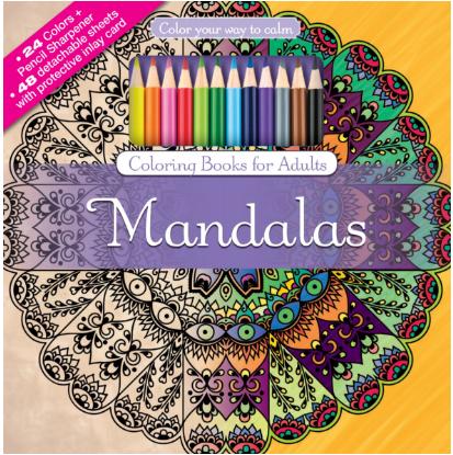 Mandalas Adult Coloring Book Set With 24 Colored Pencils And Pencil Sharpener – Only $6.04!