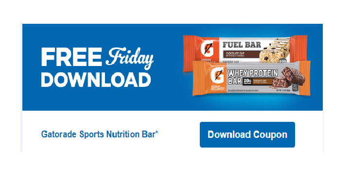 FREE Gatorade Sports Nutrition Bar! Download Coupon Today, July 28th Only!