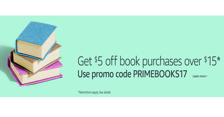 HOT! Save $5 Off Your $15 Book Purchase on Amazon!! Including Text Books!