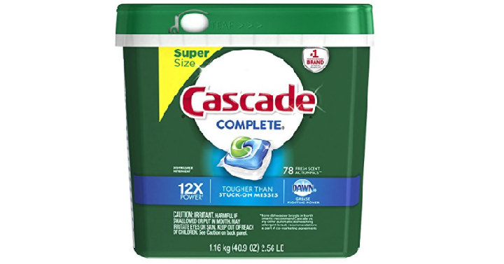 Cascade Complete ActionPacs Dishwasher Detergent  78 Count Only $12.12 Shipped!