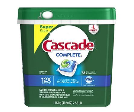 Cascade Complete ActionPacs Dishwasher Detergent, Fresh Scent, 78 Count – Only $12.12!
