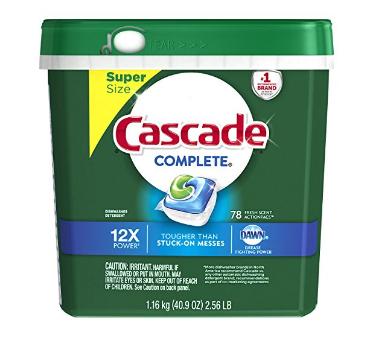 Cascade Complete ActionPacs Dishwasher Detergent, Fresh Scent, 78 Count – Only $12.12!