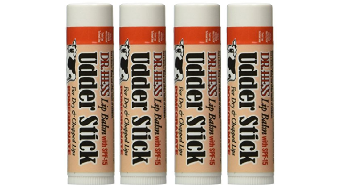 Dr Hess Udder Stick Lip Balm, Pomegranate, 4 Count Only $2.36 Shipped! That’s Only $0.59 Each!
