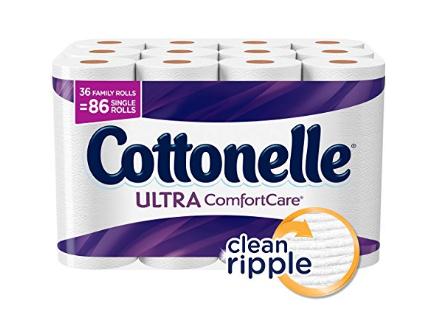 Cottonelle Ultra ComfortCare Toilet Paper, Bath Tissue, 36 Family Rolls – Only $16.49!